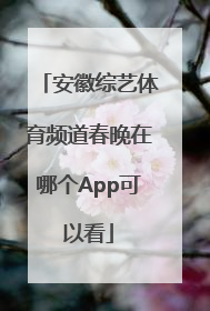 安徽综艺体育频道春晚在哪个App可以看