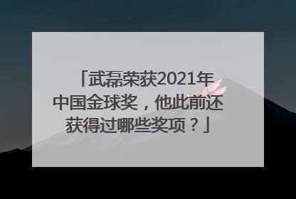 武磊荣获2021年中国金球奖，他此前还获得过哪些奖项？
